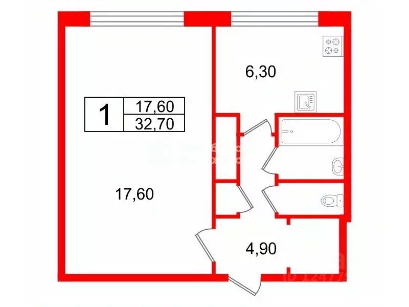 1-к кв. Санкт-Петербург ул. Демьяна Бедного, 10к1 (32.7 м) - Фото 2