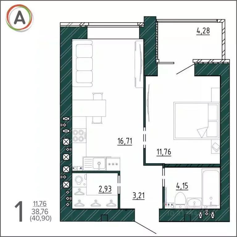 1-к кв. Брянская область, Брянск ул. Ульянова (41.0 м) - Фото 0