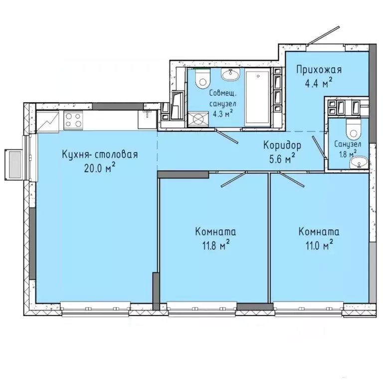 2-к кв. Удмуртия, Ижевск ул. Ленина, 91/1 (58.9 м) - Фото 0