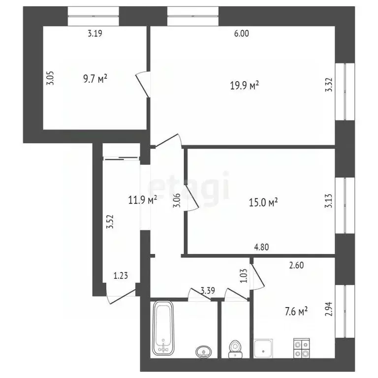 4-к кв. Оренбургская область, Оренбург ул. Володарского, 6А (80.0 м) - Фото 1