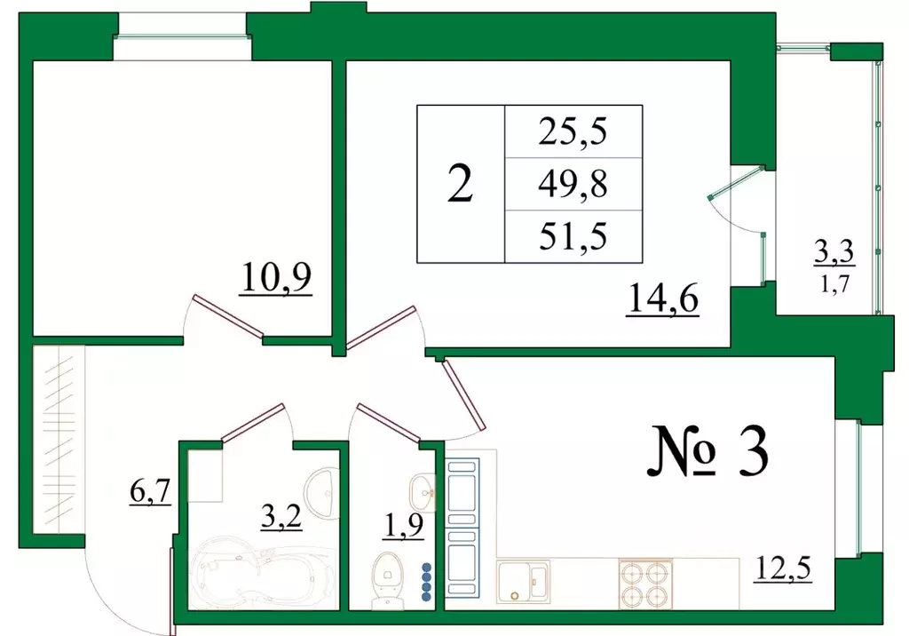 2-к кв. Ленинградская область, Гатчина Красносельское ш., 4Ак1 (51.5 ... - Фото 1