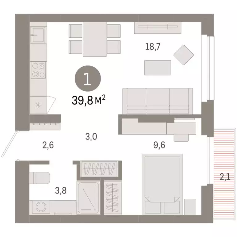 1-комнатная квартира: Новосибирск, квартал Лебедевский, 1/3 (39.8 м) - Фото 1