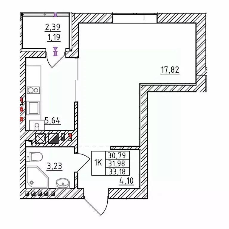 1-к кв. Калининградская область, Зеленоградск  (33.18 м) - Фото 1
