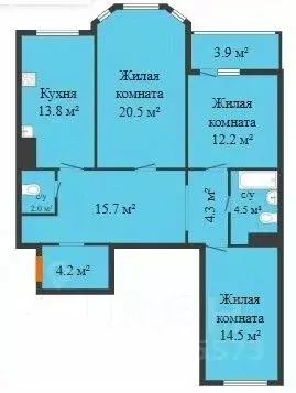 3-к кв. Воронежская область, Воронеж ул. Артамонова, 34Ж (94.0 м) - Фото 0