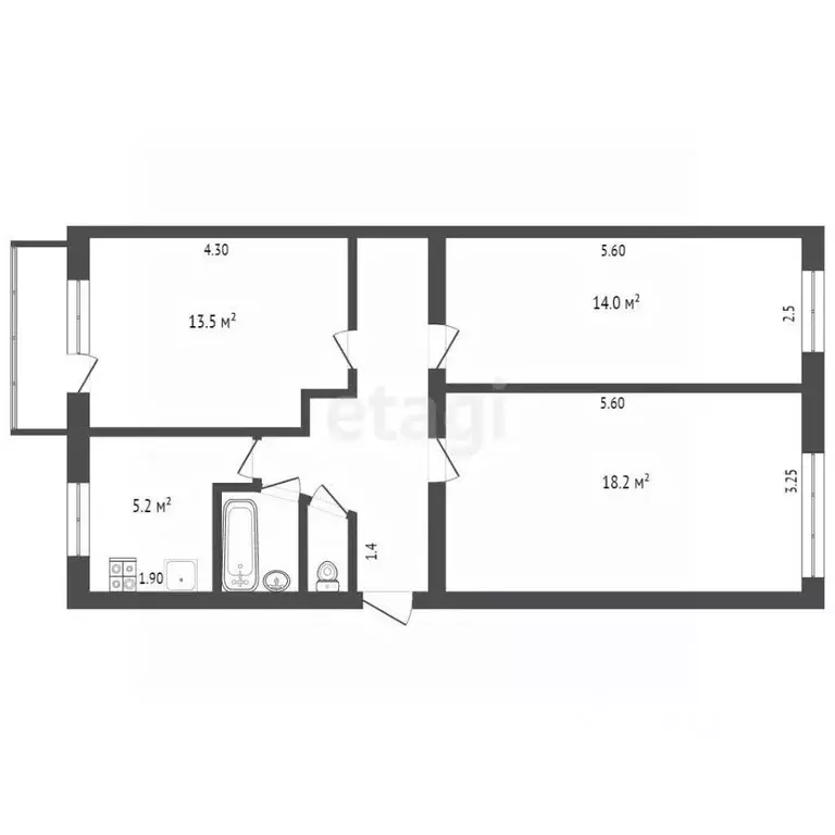 3-к кв. Башкортостан, Стерлитамак ул. Худайбердина, 97 (61.4 м) - Фото 1