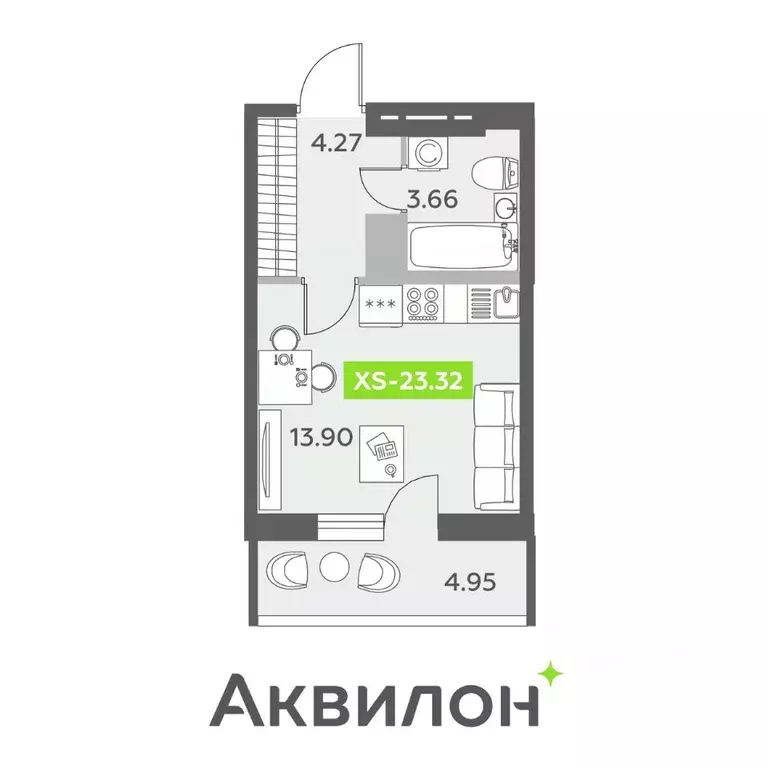 Студия Санкт-Петербург пос. Шушары,  (23.32 м) - Фото 0