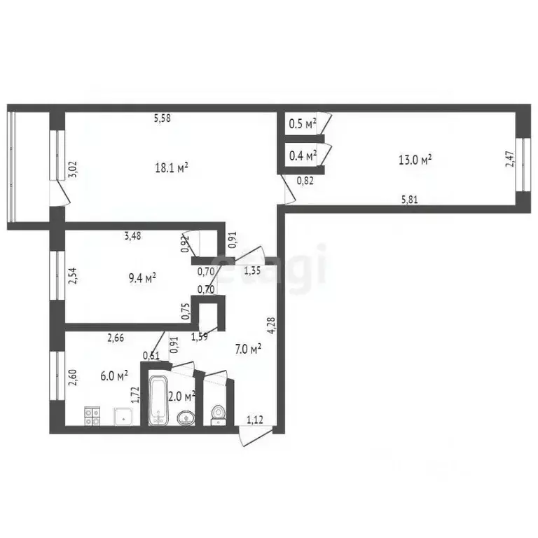 3-к кв. Кемеровская область, Юрга просп. Победы, 17 (58.3 м) - Фото 1