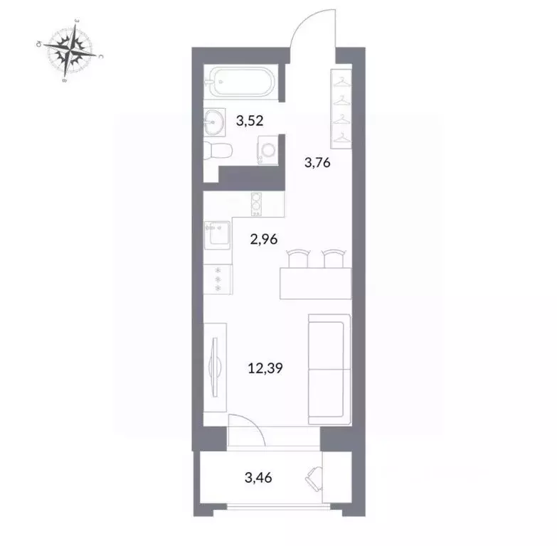 Квартира-студия: Новосибирск, улица Державина, 50 (26 м) - Фото 0