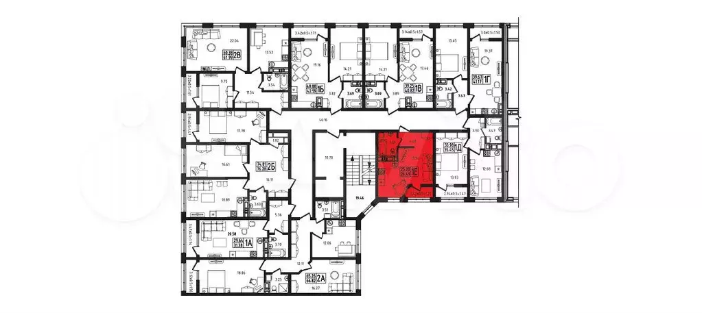 Квартира-студия, 26,5 м, 5/10 эт. - Фото 1