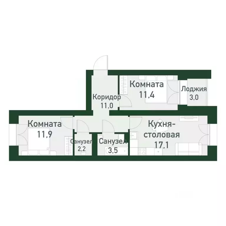2-к кв. Свердловская область, Екатеринбург Твоя Привилегия жилой ... - Фото 0