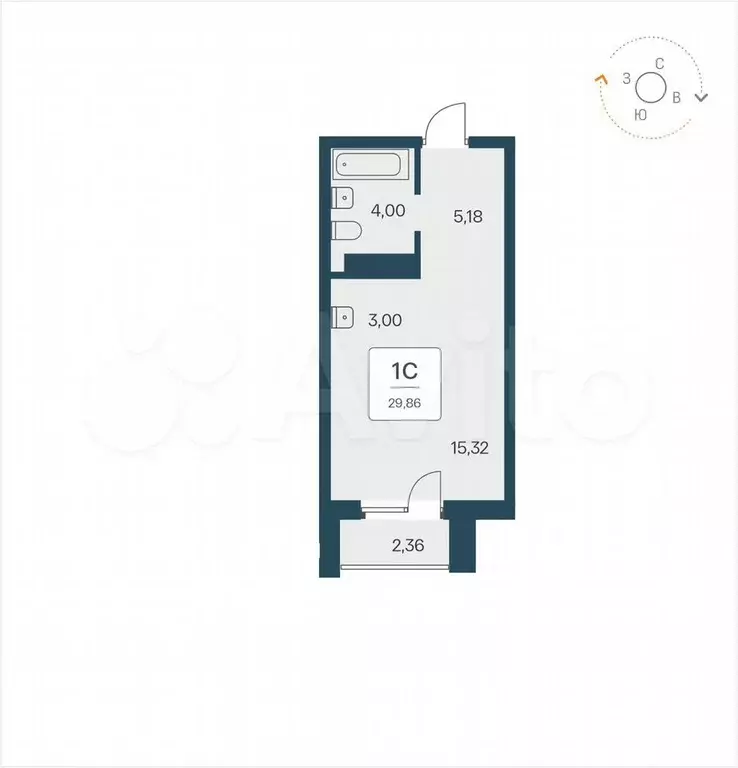 Апартаменты-студия, 29,9 м, 19/25 эт. - Фото 0