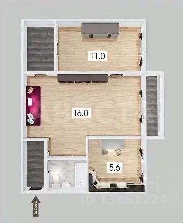 2-к кв. Омская область, Омск Городок Нефтяников мкр, ул. 22 Апреля, 3А ... - Фото 2
