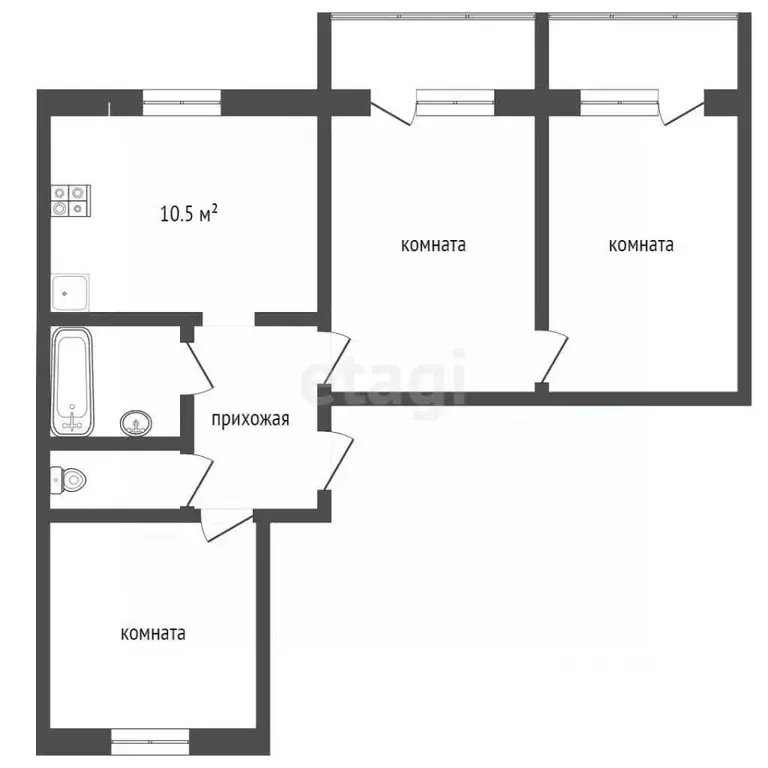 3-к кв. Владимирская область, Муром ул. Свердлова, 33 (68.6 м) - Фото 1