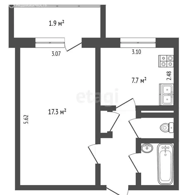 1-комнатная квартира: Псков, Западная улица, 31 (32.4 м) - Фото 1