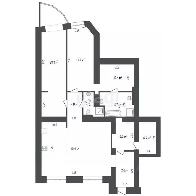 3-к кв. Омская область, Омск Волочаевская ул., 15к1 (138.4 м) - Фото 2