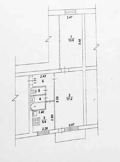 2-к. квартира, 43,8 м, 5/5 эт. - Фото 0