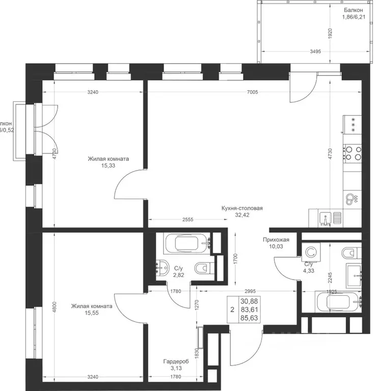 2-к кв. Татарстан, Лаишевский район, Столбищенское с/пос, с. Усады ул. ... - Фото 2