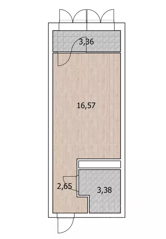 Студия Тюменская область, Тюмень ул. Монтажников, 59 (29.0 м) - Фото 1