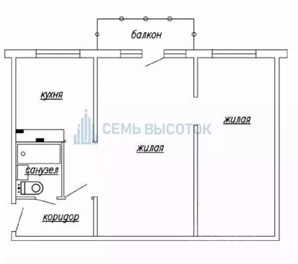 Квартира, 2 комнаты, 44 м - Фото 1