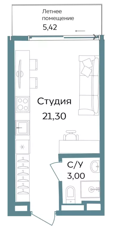 квартира-студия, 29.72 м - Фото 0