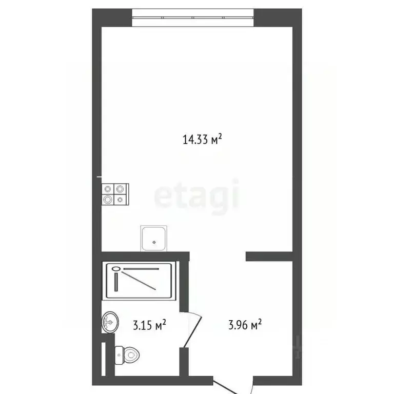 Студия Тюменская область, Тюмень ул. Андрея Кореневского, 11 (20.2 м) - Фото 2