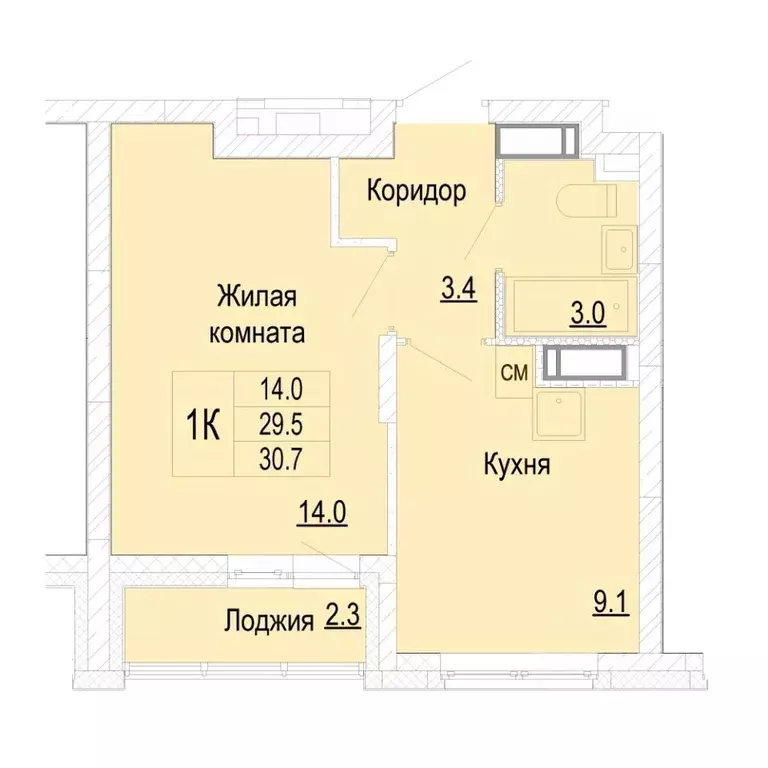 1-к кв. Нижегородская область, Нижний Новгород Кузнечиха Город жилой ... - Фото 1