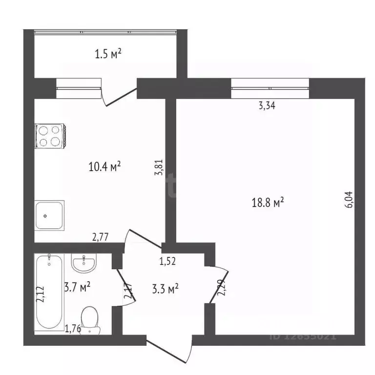 1-к кв. Костромская область, Кострома Речной проезд, 26 (38.0 м) - Фото 1