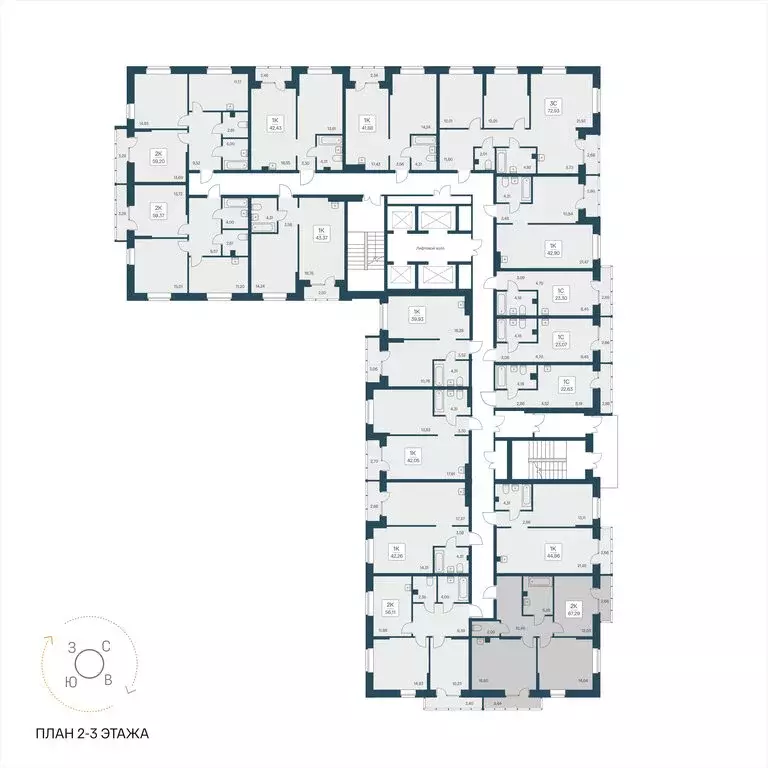 2-комнатная квартира: Новосибирск, улица Дуси Ковальчук, 385 (67.25 м) - Фото 1