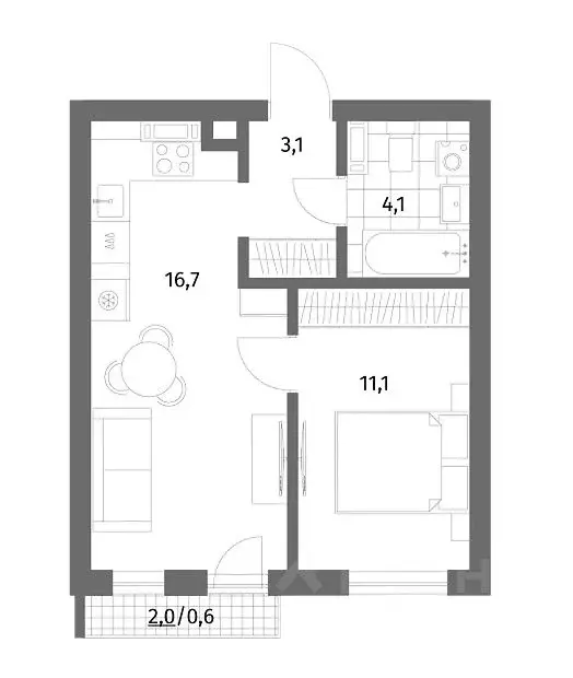 1-к кв. Калининградская область, Гурьевск ул. Имени Антона Пошкуса, ... - Фото 1