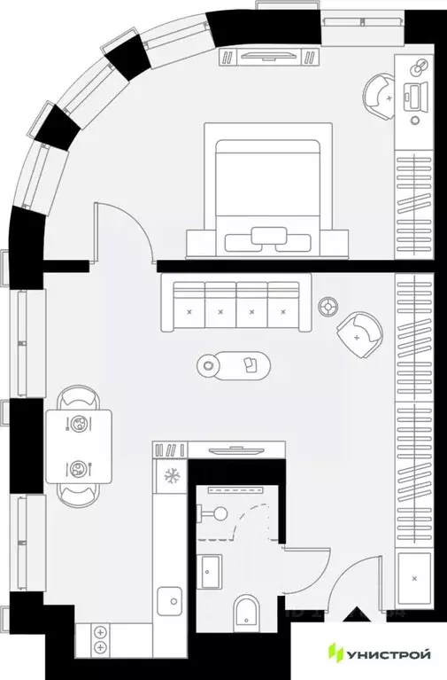 1-к кв. Татарстан, Казань Родины мкр,  (47.65 м) - Фото 1
