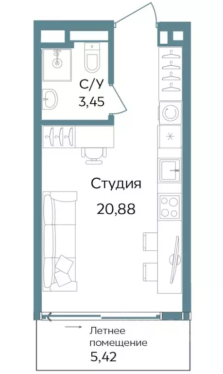 Студия Крым, Саки ул. Морская (29.75 м) - Фото 0