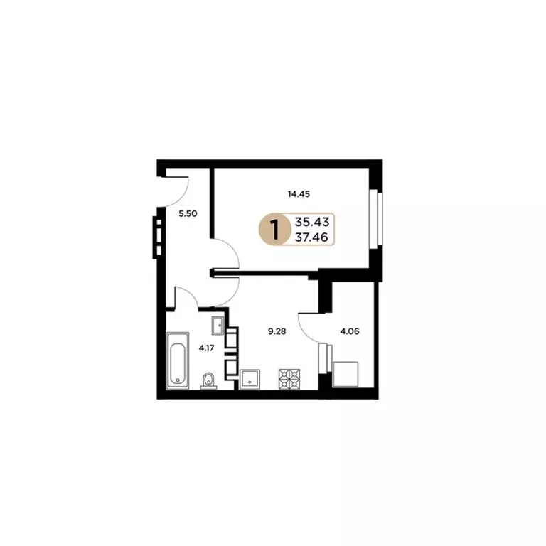 1-к кв. Самарская область, Самара Московское шоссе, 18-й км, 55 (35.43 ... - Фото 1