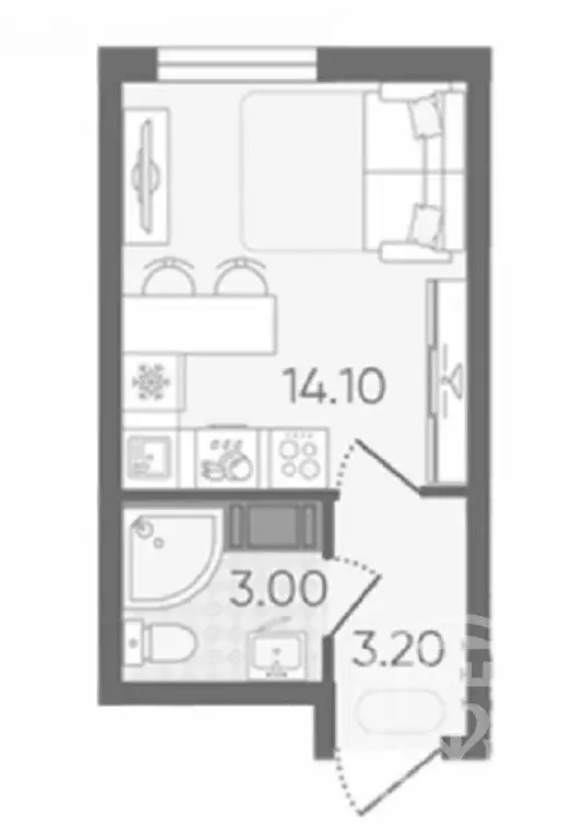 Квартира-студия: Санкт-Петербург, проспект Большевиков, 68к1 (20.3 м) - Фото 0
