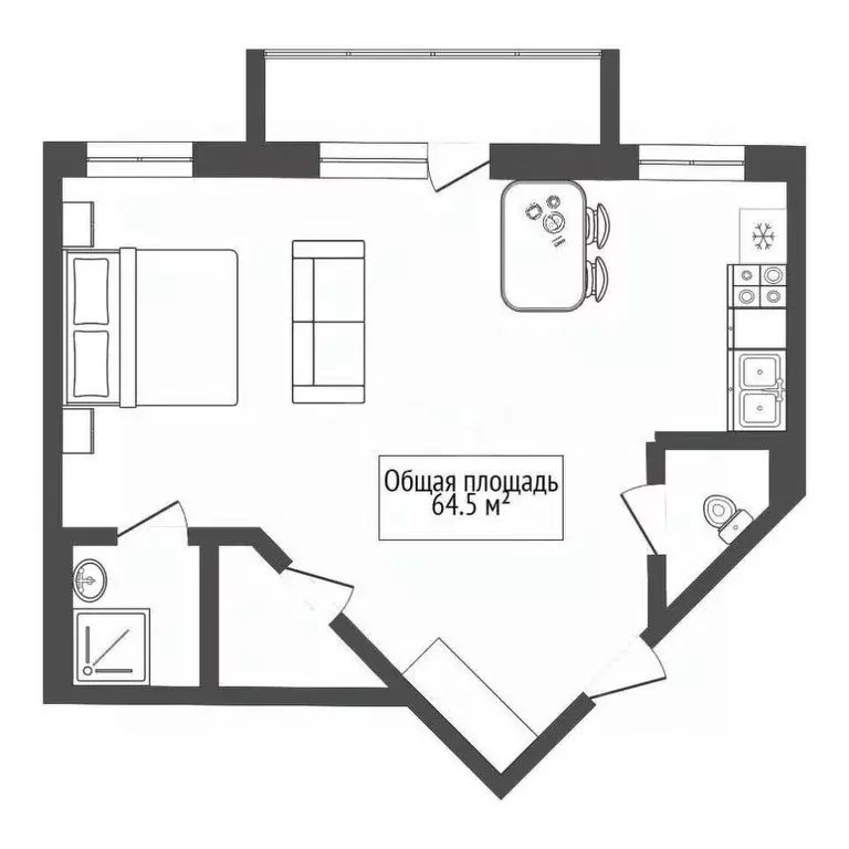 Студия Новосибирская область, Новосибирск Сухарная ул., 101 (64.5 м) - Фото 1