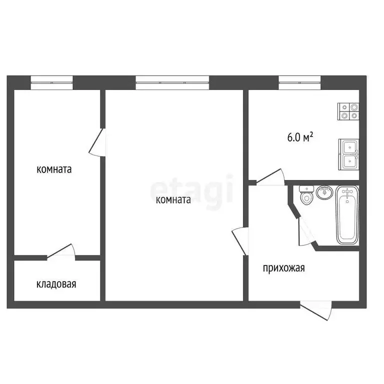 2-комнатная квартира: Серпухов, улица Горького, 8А (42.6 м) - Фото 1