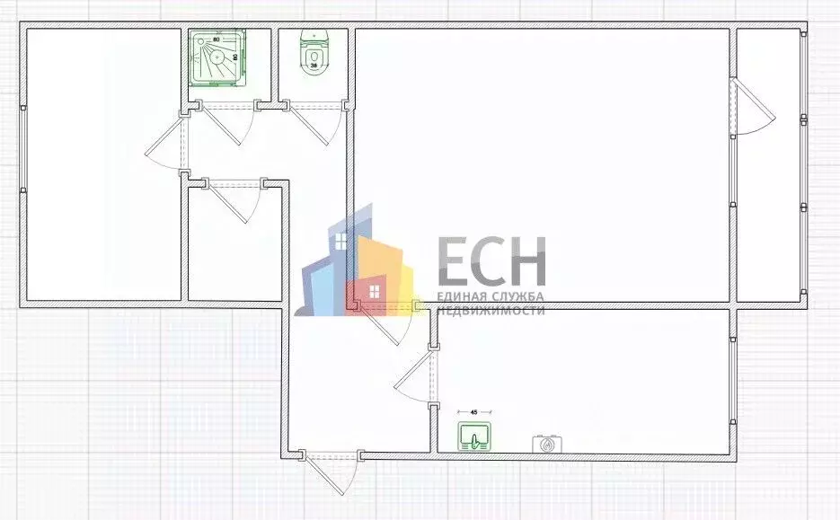 2-к кв. Тульская область, Новогуровский рп ул. Мира, 6 (52.6 м) - Фото 2
