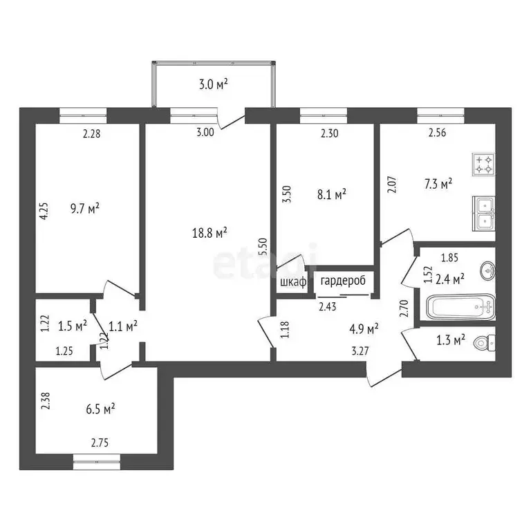 4-комнатная квартира: Прохладный, улица Ленина, 80 (60.4 м) - Фото 0
