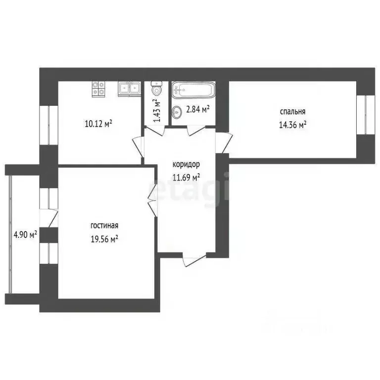 2-к кв. Забайкальский край, Чита 1-й мкр, 33 (62.0 м) - Фото 2