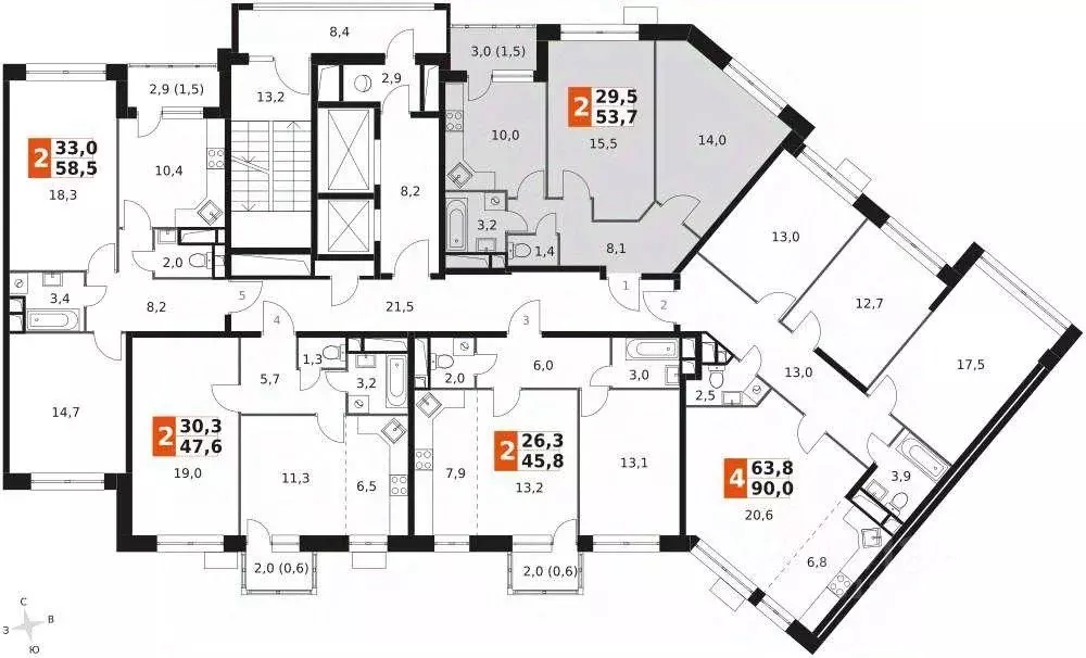 Квартира, 2 комнаты, 55 м - Фото 0