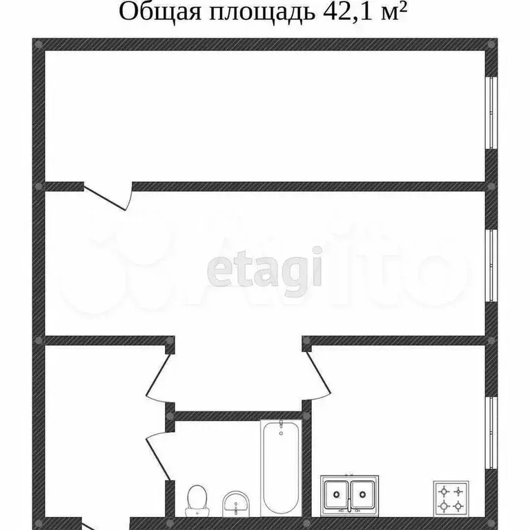 2-к. квартира, 56,3 м, 2/2 эт. - Фото 0