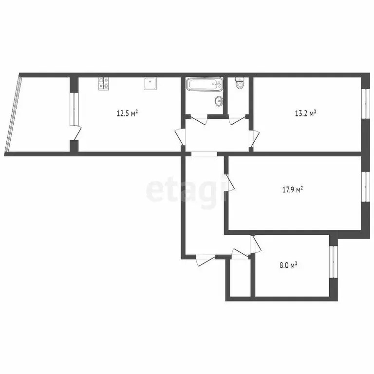 3-комнатная квартира: Тюмень, проезд Стахановцев, 6 (66.9 м) - Фото 1