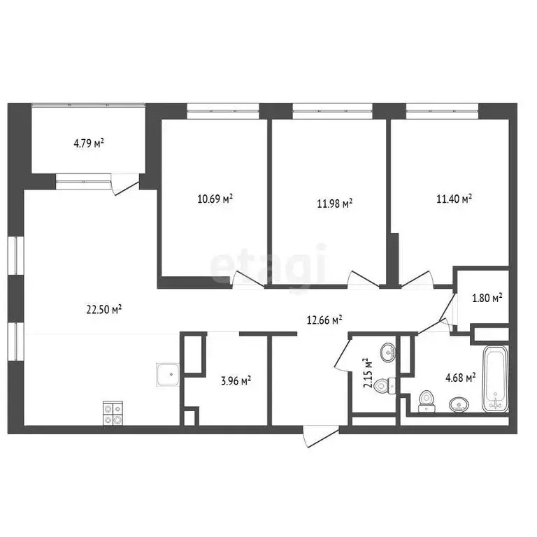 3-комнатная квартира: Тюмень, Краснооктябрьская улица, 8 (83.2 м) - Фото 1