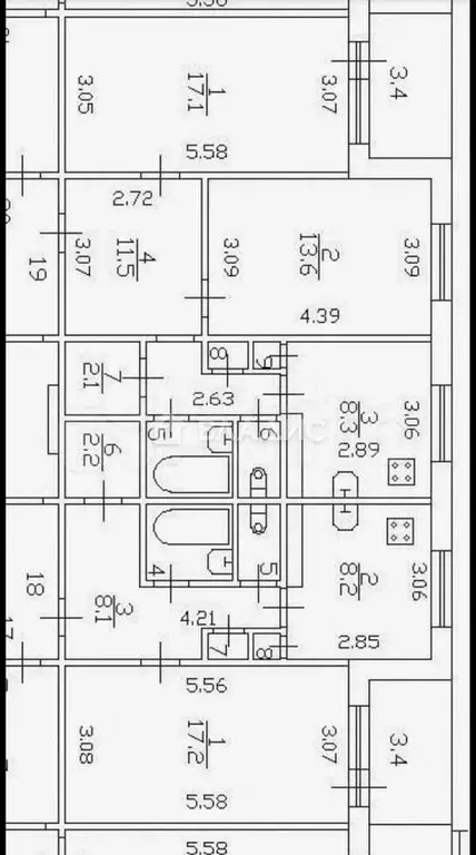 2-к. квартира, 57,4 м, 5/5 эт. - Фото 0