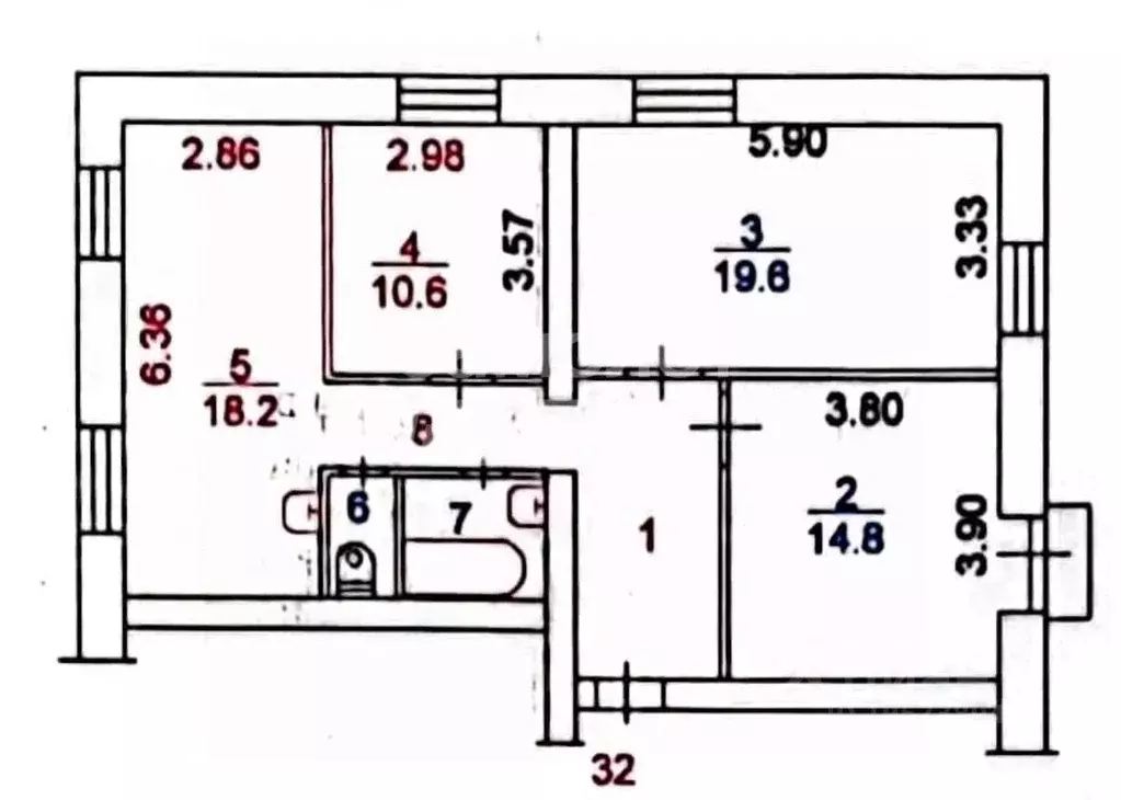 4-к кв. Томская область, Томск Учебная ул., 42 (79.0 м) - Фото 1