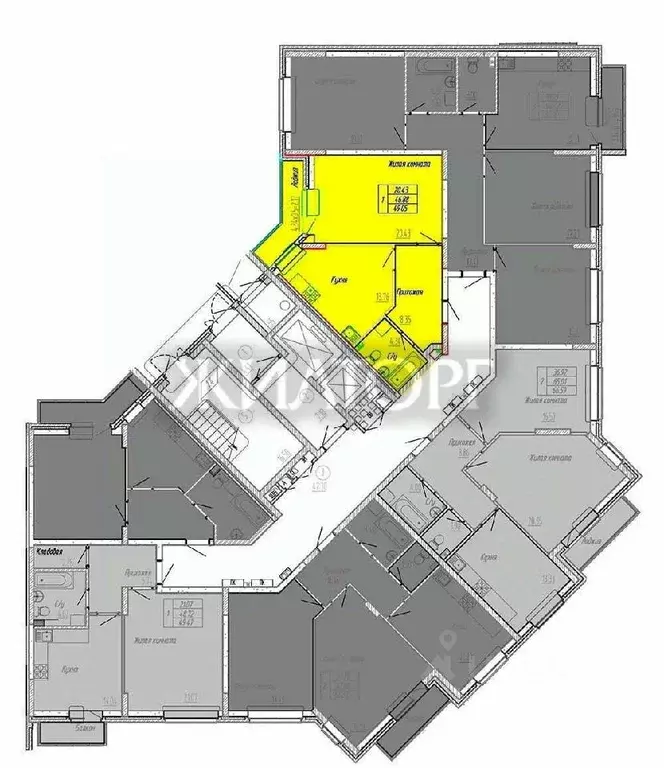 1-к кв. Орловская область, Орел Межквартальная ул., 3 (49.05 м) - Фото 0