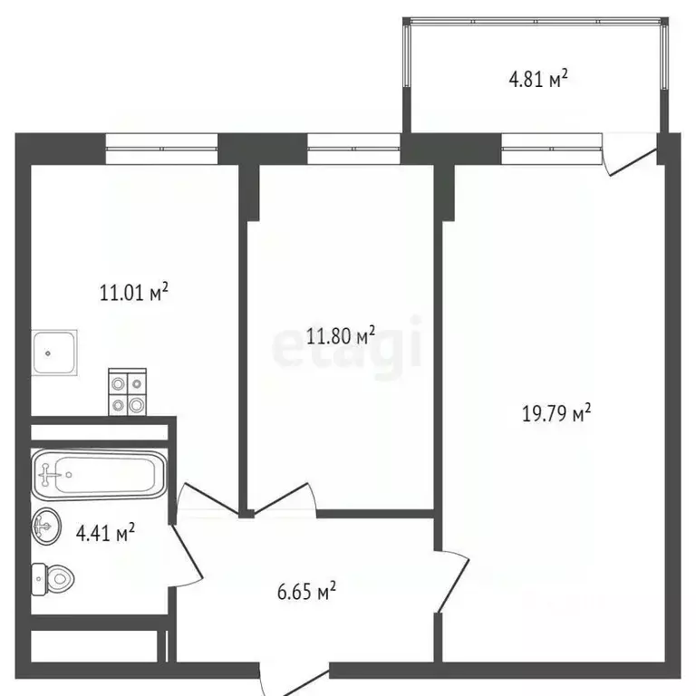2-к кв. Тюменская область, Тюмень ул. Парада Победы, 17 (53.5 м) - Фото 2