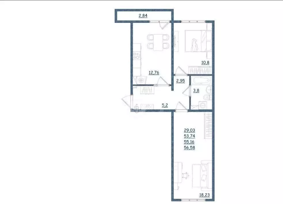 1-комнатная квартира: Тверь, бульвар Гусева, 57 (38 м) - Фото 1