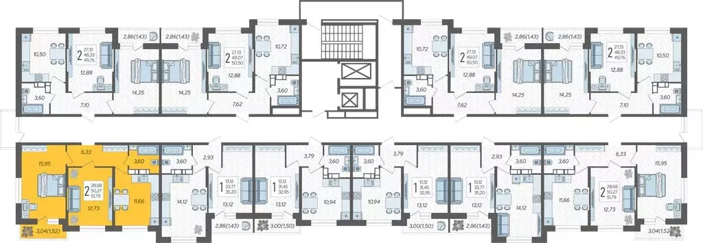 2-комнатная квартира: Краснодар, жилой комплекс Смородина (51.79 м) - Фото 0