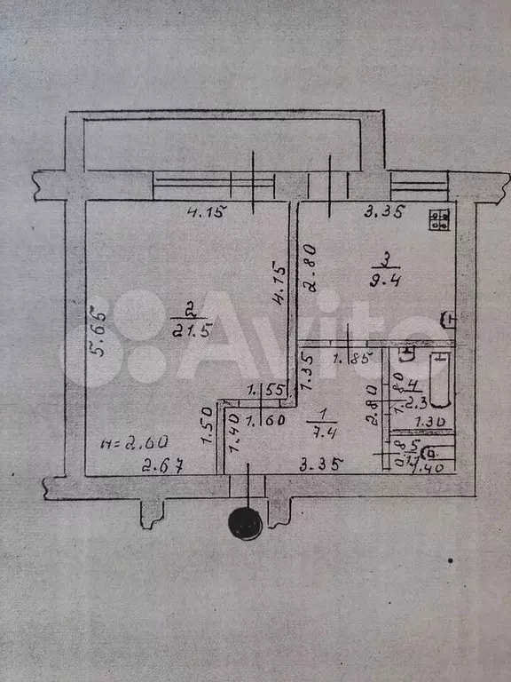 1-к. квартира, 41,7 м, 2/2 эт. - Фото 0
