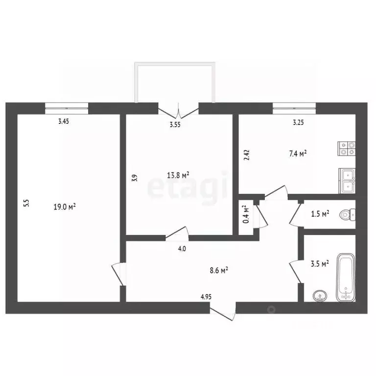 2-к кв. Севастополь ул. Героев Севастополя, 14 (55.7 м) - Фото 2